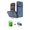 MARSİLYAN™- iPhone 17 Pro Kılıf İz Modern Prime - Siyah 3D Antistatik Cam Ekran Koruyucu + Raze Metal Kamera Lens - GS