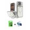 MARSİLYAN™- iPhone 17 Pro Kılıf İz Modern Prime - Siyah 3D Antistatik Cam Ekran Koruyucu + Raze Metal Kamera Lens - GS