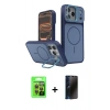 MARSİLYAN™- iPhone 17 Pro Kılıf İz Modern Prime - Siyah 3D Antistatik Hayalet Cam Ekran Koruyucu + Raze Metal Kamera Lens - TU