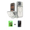 MARSİLYAN™- iPhone 17 Pro Kılıf İz Modern Prime - Siyah 3D Antistatik Hayalet Cam Ekran Koruyucu + Raze Metal Kamera Lens - TU