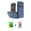 MARSİLYAN™- iPhone 17 Pro Kılıf İz Modern Prime - Siyah Bilvis 3D Cam Ekran Koruyucu + Raze Metal Kamera Lens - GI