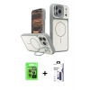 MARSİLYAN™- iPhone 17 Pro Kılıf İz Modern Prime - Siyah Bilvis 3X AR Hayalet Cam Ekran Koruyucu + Raze Metal Kamera Lens - GI