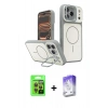 MARSİLYAN™- iPhone 17 Pro Kılıf İz Modern Prime - Siyah Bilvis 5in1 3D Magic Cam Ekran Koruyucu + Raze Metal Kamera Lens - TU