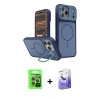 MARSİLYAN™- iPhone 17 Pro Kılıf İz Modern Prime - Siyah Bilvis 5in1 5D Magic Hayalet Cam Ekran Koruyucu + Raze Metal Kamera Lens - GI