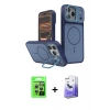 MARSİLYAN™- iPhone 17 Pro Kılıf İz Modern Prime - Siyah Bilvis 5in1 5D Magic Hayalet Cam Ekran Koruyucu + Raze Metal Kamera Lens - GS