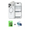MARSİLYAN™- iPhone 17 Pro Kılıf Kıvılcım Form Prime - Siyah 3D Antistatik Cam Ekran Koruyucu + Raze Metal Kamera Lens - GS