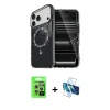 MARSİLYAN™- iPhone 17 Pro Kılıf Kıvılcım Form Prime - Siyah 3D Antistatik Cam Ekran Koruyucu + Raze Metal Kamera Lens - GS