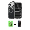 MARSİLYAN™- iPhone 17 Pro Kılıf Kıvılcım Form Prime - Siyah 3D Antistatik Hayalet Cam Ekran Koruyucu + Raze Metal Kamera Lens - GI