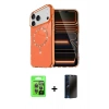 MARSİLYAN™- iPhone 17 Pro Kılıf Kıvılcım Form Prime - Siyah 3D Antistatik Hayalet Cam Ekran Koruyucu + Raze Metal Kamera Lens - GI
