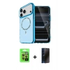 MARSİLYAN™- iPhone 17 Pro Kılıf Kıvılcım Form Prime - Siyah 3D Antistatik Hayalet Cam Ekran Koruyucu + Raze Metal Kamera Lens - TU