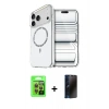 MARSİLYAN™- iPhone 17 Pro Kılıf Kıvılcım Form Prime - Siyah 3D Antistatik Hayalet Cam Ekran Koruyucu + Raze Metal Kamera Lens - TU