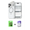 MARSİLYAN™- iPhone 17 Pro Kılıf Kıvılcım Form Prime - Siyah Bilvis 5in1 3D Magic Cam Ekran Koruyucu + Gümüş Raze Metal Kamera Lens
