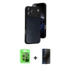 MARSİLYAN™- iPhone 17 Pro Kılıf Kıvılcım Işık Serisi - Siyah 3D Antistatik Hayalet Cam Ekran Koruyucu + Raze Metal Kamera Lens - GI