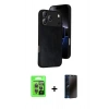 MARSİLYAN™- iPhone 17 Pro Kılıf Kıvılcım Işık Serisi - Siyah 3D Antistatik Hayalet Cam Ekran Koruyucu + Raze Metal Kamera Lens - GI