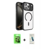 MARSİLYAN™- iPhone 17 Pro Kılıf Kıvılcım Prime - Şeffaf Pasifik Cam Ekran Koruyucu + Raze Metal Kamera Lens - GI