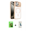 MARSİLYAN™- iPhone 17 Pro Kılıf Kıvılcım Prime - Şeffaf Pasifik Cam Ekran Koruyucu + Raze Metal Kamera Lens - TU