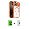 MARSİLYAN™- iPhone 17 Pro Kılıf Kıvılcım Prime - Şeffaf Pasifik Cam Ekran Koruyucu + Raze Metal Kamera Lens - TU