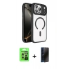 MARSİLYAN™- iPhone 17 Pro Kılıf Kıvılcım Prime - Siyah 3D Antistatik Hayalet Cam Ekran Koruyucu + Raze Metal Kamera Lens - GS