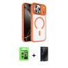 MARSİLYAN™- iPhone 17 Pro Kılıf Kıvılcım Prime - Siyah 3D Antistatik Hayalet Cam Ekran Koruyucu + Raze Metal Kamera Lens - GS