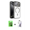 MARSİLYAN™- iPhone 17 Pro Kılıf Kıvılcım Prime - Siyah Bilvis 3X AR Hayalet Cam Ekran Koruyucu + Raze Metal Kamera Lens - GI