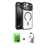 MARSİLYAN™- iPhone 17 Pro Kılıf Kıvılcım Prime - Siyah Bilvis 3X AR Hayalet Cam Ekran Koruyucu + Raze Metal Kamera Lens - GI
