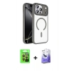 MARSİLYAN™- iPhone 17 Pro Kılıf Kıvılcım Prime - Siyah Bilvis 5in1 5D Magic Hayalet Cam Ekran Koruyucu + Raze Metal Kamera Lens - TU