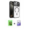MARSİLYAN™- iPhone 17 Pro Kılıf Kıvılcım Prime - Siyah Bilvis 5in1 5D Magic Hayalet Cam Ekran Koruyucu + Raze Metal Kamera Lens - TU