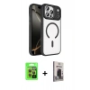 MARSİLYAN™- iPhone 17 Pro Kılıf Kıvılcım Prime - Siyah Bilvis Hayalet Cam Ekran Koruyucu + Raze Metal Kamera Lens - TU