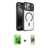 MARSİLYAN™- iPhone 17 Pro Kılıf Kıvılcım Prime - Siyah Joko Magic 5D Hayalet Cam + Turuncu Raze Metal Kamera Lens