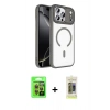MARSİLYAN™- iPhone 17 Pro Kılıf Kıvılcım Prime - Siyah Joko Magic 5D Hayalet Cam + Turuncu Raze Metal Kamera Lens