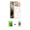 MARSİLYAN™- iPhone 17 Pro Kılıf Kıvılcım Prime - Siyah Joko Magic 5D Hayalet Cam + Turuncu Raze Metal Kamera Lens