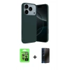 MARSİLYAN™- iPhone 17 Pro Kılıf Kozmos Yansıma Özel Seri - Siyah 3D Antistatik Hayalet Cam Ekran Koruyucu + Raze Metal Kamera Lens - GI