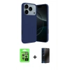 MARSİLYAN™- iPhone 17 Pro Kılıf Kozmos Yansıma Özel Seri - Siyah 3D Antistatik Hayalet Cam Ekran Koruyucu + Raze Metal Kamera Lens - GS