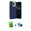 MARSİLYAN™- iPhone 17 Pro Kılıf Kozmos Yansıma Özel Seri - Siyah 3D Antistatik Seramik Nano Ekran Koruyucu + Turuncu Raze Metal Kamera Lens