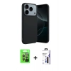 MARSİLYAN™- iPhone 17 Pro Kılıf Kozmos Yansıma Özel Seri - Siyah Bilvis 3X AR Hayalet Cam Ekran Koruyucu + Raze Metal Kamera Lens - GI