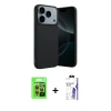 MARSİLYAN™- iPhone 17 Pro Kılıf Kozmos Yansıma Özel Seri - Siyah Bilvis 3X AR HD Cam Ekran Koruyucu + Raze Metal Kamera Lens - TU