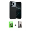 MARSİLYAN™- iPhone 17 Pro Kılıf Kozmos Yansıma Özel Seri - Siyah Bilvis Hayalet Cam Ekran Koruyucu + Raze Metal Kamera Lens - GS