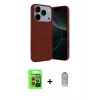 MARSİLYAN™- iPhone 17 Pro Kılıf Kozmos Yansıma Özel Seri - Siyah Joko Magic 5D Cam + Turuncu Raze Metal Kamera Lens
