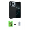 MARSİLYAN™- iPhone 17 Pro Kılıf Kozmos Yansıma Özel Seri - Siyah Joko Magic 5D Cam + Turuncu Raze Metal Kamera Lens