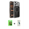 MARSİLYAN™- iPhone 17 Pro Kılıf Kutup Doku Serisi - Şeffaf Pasifik Cam Ekran Koruyucu + Raze Metal Kamera Lens - TU