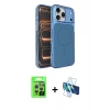 MARSİLYAN™- iPhone 17 Pro Kılıf Kutup Doku Serisi - Siyah 3D Antistatik Cam Ekran Koruyucu + Raze Metal Kamera Lens - GS