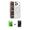 MARSİLYAN™- iPhone 17 Pro Kılıf Kutup Doku Serisi - Siyah 3D Antistatik Hayalet Cam Ekran Koruyucu + Raze Metal Kamera Lens - TU