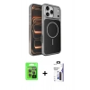 MARSİLYAN™- iPhone 17 Pro Kılıf Kutup Doku Serisi - Siyah Bilvis 3X AR Hayalet Cam Ekran Koruyucu + Raze Metal Kamera Lens - GI