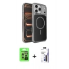 MARSİLYAN™- iPhone 17 Pro Kılıf Kutup Doku Serisi - Siyah Bilvis 3X AR Hayalet Cam Ekran Koruyucu + Raze Metal Kamera Lens - GS