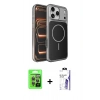 MARSİLYAN™- iPhone 17 Pro Kılıf Kutup Doku Serisi - Siyah Bilvis 3X AR HD Cam Ekran Koruyucu + Raze Metal Kamera Lens - GI