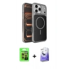 MARSİLYAN™- iPhone 17 Pro Kılıf Kutup Doku Serisi - Siyah Bilvis 5in1 5D Magic Hayalet Cam Ekran Koruyucu + Raze Metal Kamera Lens - TU