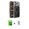 MARSİLYAN™- iPhone 17 Pro Kılıf Kutup Doku Serisi - Siyah Joko Magic 5D Cam + Raze Metal Kamera Lens - GI