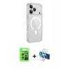 MARSİLYAN™- iPhone 17 Pro Kılıf Kutup Klasik Serisi - Siyah 3D Antistatik Cam Ekran Koruyucu + Raze Metal Kamera Lens - GS