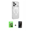 MARSİLYAN™- iPhone 17 Pro Kılıf Kutup Klasik Serisi - Siyah 3D Antistatik Hayalet Cam Ekran Koruyucu + Raze Metal Kamera Lens - GS