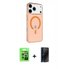 MARSİLYAN™- iPhone 17 Pro Kılıf Kutup Klasik Serisi - Siyah 3D Antistatik Hayalet Cam Ekran Koruyucu + Raze Metal Kamera Lens - GS